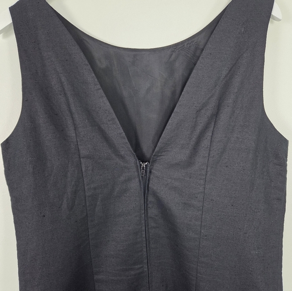 Vintage Susan Bennett Black Sleeveless V-Back Sheath Dress Size 14 - Picture 6 of 8